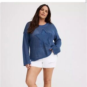 Torrid Size 0 Women's Blue Star Sweater